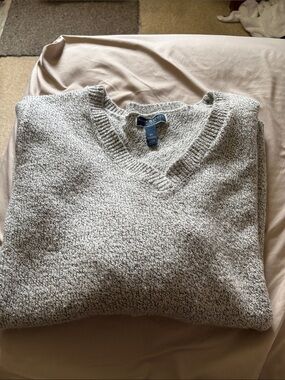 Karen Scott Women's V-Neck Marled Gray Sweater